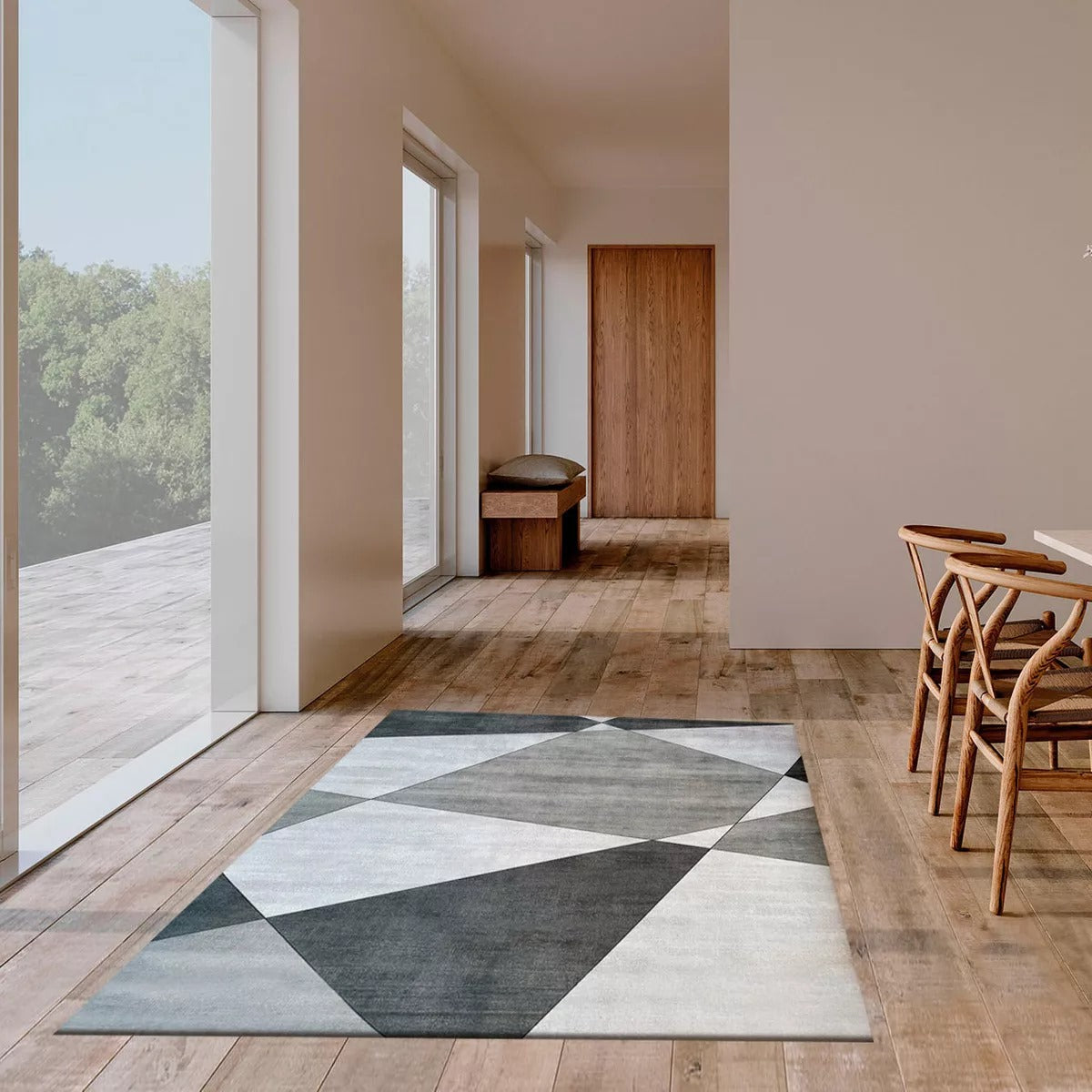 Wide Geometric Print Flat Carpet Rug